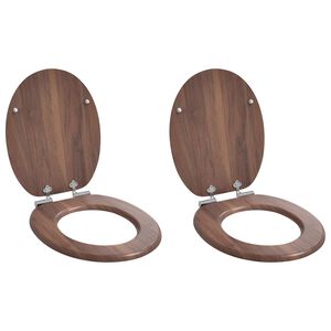 vidaXL Soft-Close Toilettensitz 2 Stk. Braun 44 x 38 cm MDF-Platte