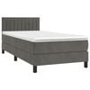 vidaXL Boxspringbett mit Matratze & LED Dunkelgrau 80x200 cm Samt