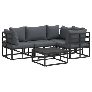 vidaXL Gartensofa-set mit Kissen 5 pcs Schwarz Aluminium