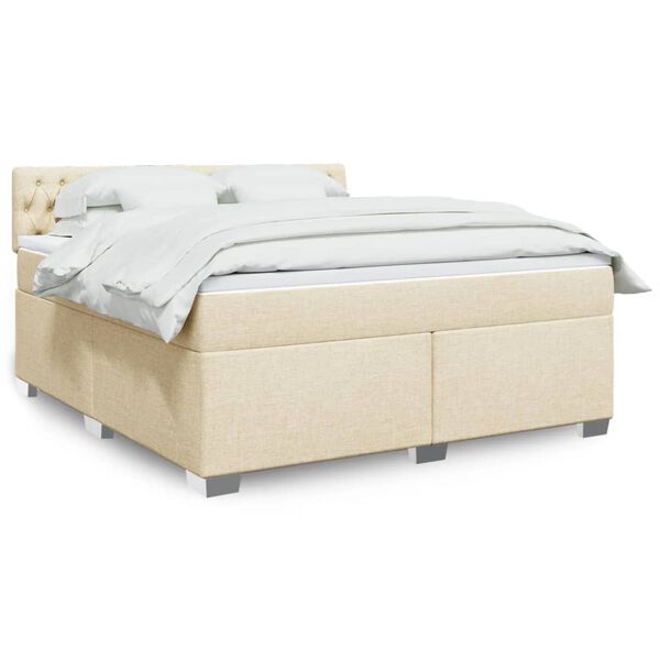 vidaXL Boxspringbett mit Matratze Creme 180x200 cm Stoff