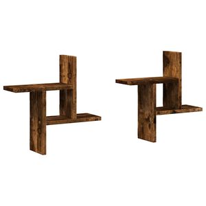 vidaXL Wandregale 2 Stk. R&auml;uchereiche 38x12x38 cm Holzwerkstoff