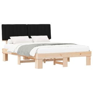 vidaXL Bettgestell mit gepolstertem Kopfteil Schwarz 160 x 200 cm