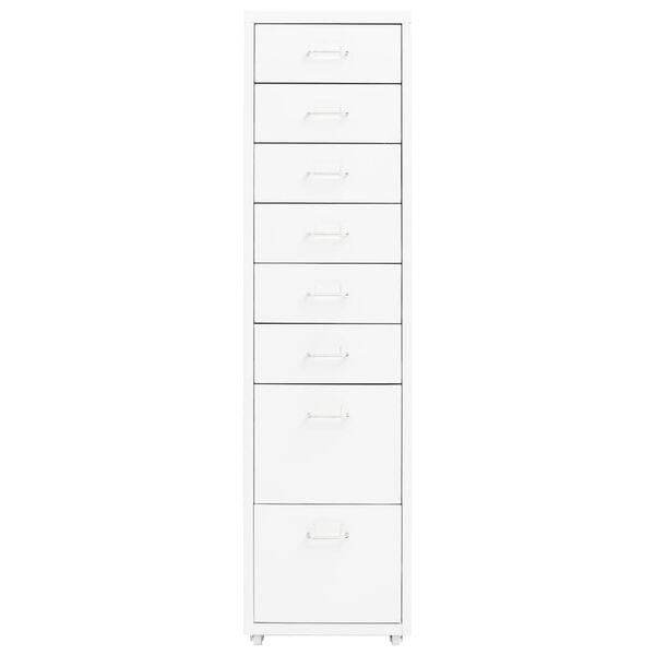 vidaXL Aktenschrank mit Rollen Weiß 28x41x109 cm Metall