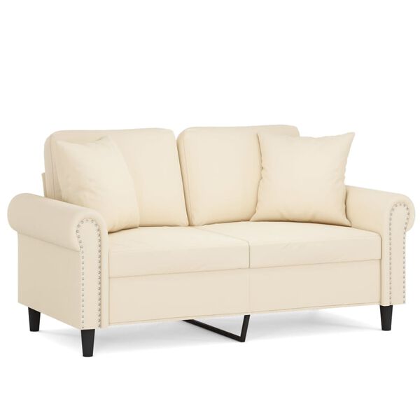 vidaXL 2-Sitzer-Sofa mit Kissen Creme 120 cm Samt
