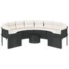 vidaXL Gartensofa mit Tisch und Kissen Rund Schwarz Poly-Rattan