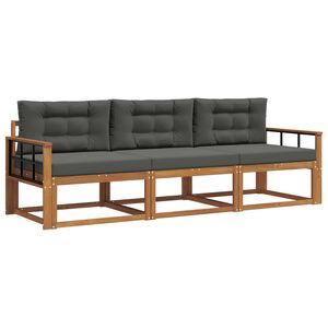 vidaXL Outdoor-Sofagarnitur mit Kissen 3 pcs Natur und Anthrazit