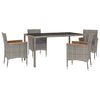 vidaXL 5-tlg. Garten-Essgruppe mit Kissen Grau Poly Rattan