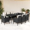 vidaXL 9-tlg. Garten-Essgruppe mit Kissen Schwarz Poly Rattan