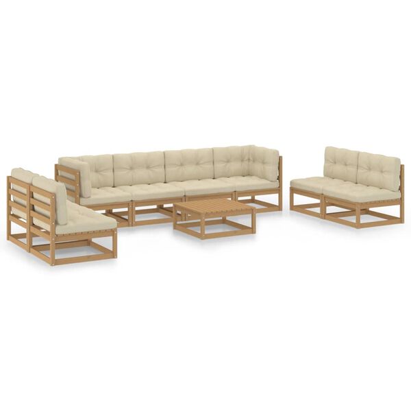 vidaXL 9-tlg. Garten-Lounge-Set mit Kissen Kiefer Massivholz