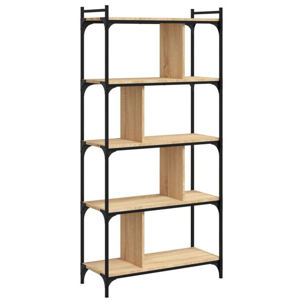 vidaXL B&uuml;cherregal 5 B&ouml;den Sonoma-Eiche 76x32x158 cm Holzwerkstoff