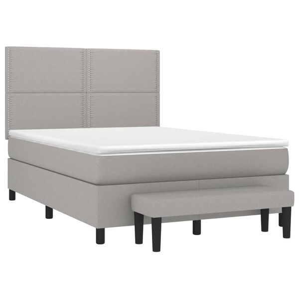 vidaXL Boxspringbett mit Matratze Hellgrau 140x190 cm Stoff