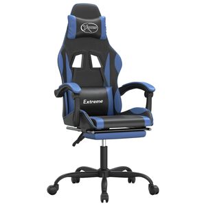 vidaXL Gaming-Stuhl mit Fu&szlig;st&uuml;tze Drehbar Schwarz & Blau Kunstleder