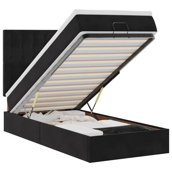 vidaXL Ottoman-Bett mit Matratzen & LEDs Schwarz 90x190 cm Samt
