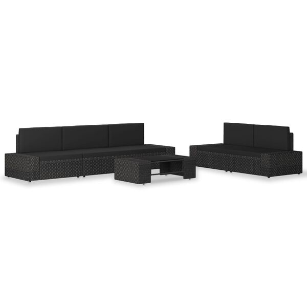 vidaXL 6-tlg. Garten-Lounge-Set Poly Rattan Schwarz