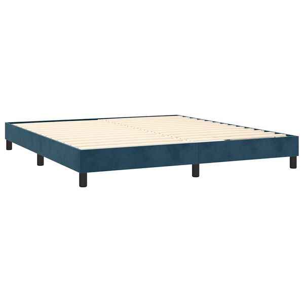 vidaXL Boxspringbett mit Matratze Dunkelblau 180x200 cm Samt