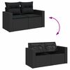 vidaXL Garten-Sofa-Set mit Kissen mit Speicher 11 pcs Schwarz