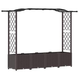 vidaXL Hochbeet mit Rankgitter und Dach Braun 204 x 40 x 138 cm PP