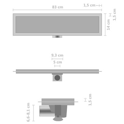 vidaXL Duschablauf 2-in-1 Abdeckung 83×14 cm Edelstahl