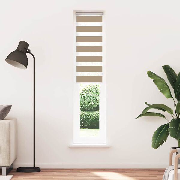 vidaXL Doppelrollo Sandbraun 40x200 cm Stoffbreite 35,9 cm Polyester