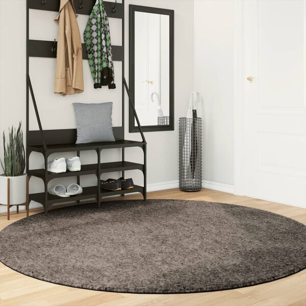 vidaXL Teppich ISTAN Hochflor Gl&auml;nzend Grau &Oslash; 200 cm