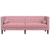 vidaXL Chesterfield-Sofa mit Nackenrollen 3-Sitzer Rosa Samt