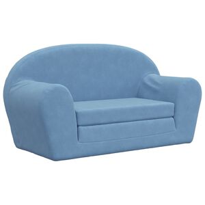 vidaXL Kinder-Schlafsofa 2-Sitzer Blau Weicher Pl&uuml;sch