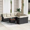 vidaXL Gartensofa-set mit Speicher 9 pcs Schwarz und Creme Poly-Rattan