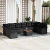 vidaXL Garten-Sofa-Set mit Kissen mit Speicher 11 pcs Schwarz