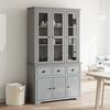 vidaXL Highboard BODO Grau 115,5x43x200,5 cm Massivholz Kiefer