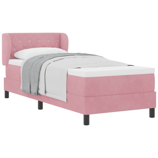 vidaXL Boxspringbett mit Matratze mit Kopfteil Rosa 80 x 200 cm Samt
