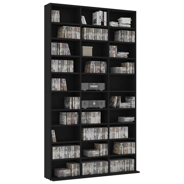 vidaXL CD-Schrank Schwarz 102x23x177,5 cm Holzwerkstoff