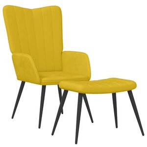 vidaXL Relaxsessel mit Hocker Senfgelb Samt