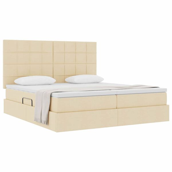 vidaXL Aufbewahrungsbett mit Matratze Creme 200 x 200 cm Kunstleder
