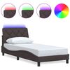 vidaXL Bettgestell mit LED ohne Matratze Dunkelbraun 80x200 cm Stoff