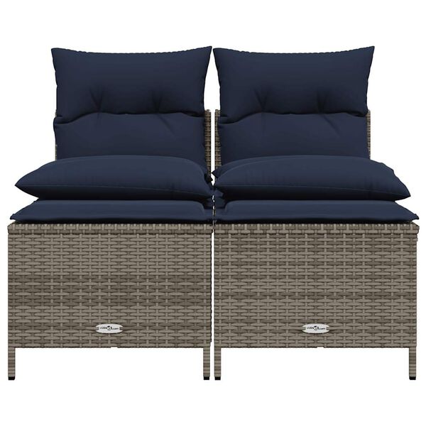 vidaXL 4-teiliges Gartensofa-Set mit Kissen, grau, Polyrattan
