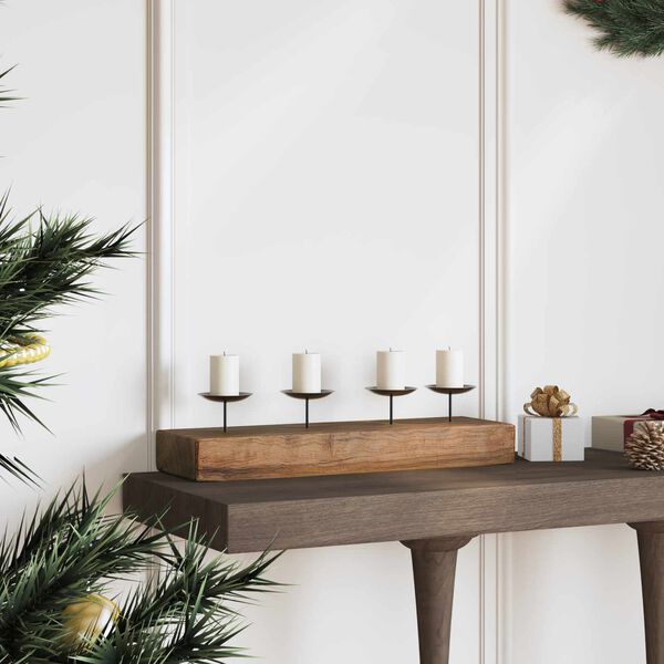 vidaXL Kerzenhalter Natur 50 x 15 x 10 cm Massivholz Teak