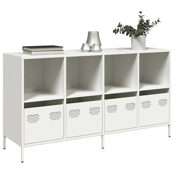 vidaXL Sideboard Weiß 135x39x73,5 cm Kaltgewalzter Stahl