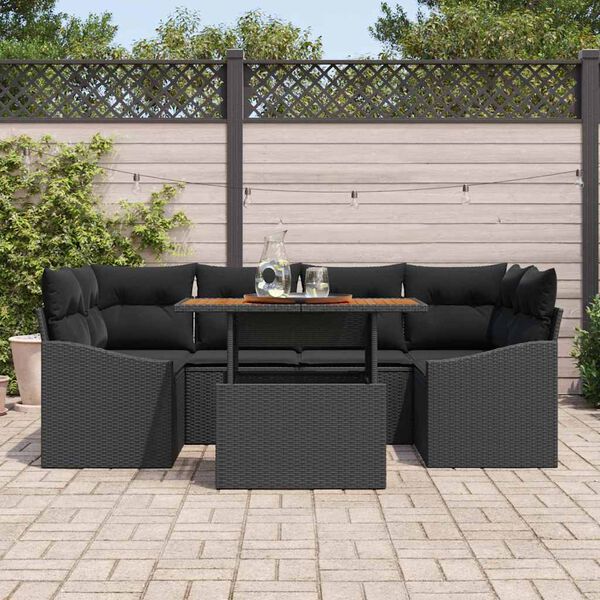 vidaXL Garten Essgruppe mit Kissen 7 pcs Schwarz und Braun