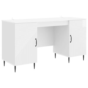 vidaXL Schreibtisch Hochglanz Wei&szlig; 142,5 x 50 x 75 cm Holzwerkstoff