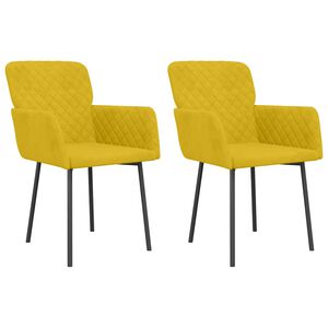 vidaXL Esszimmerst&uuml;hle 2 Stk. Gelb Samt