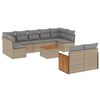 vidaXL 10-tlg. Garten-Sofagarnitur mit Kissen Beige Poly Rattan