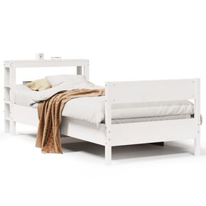 vidaXL Massivholzbett ohne Matratze Wei&szlig; 75x190 cm Kiefernholz