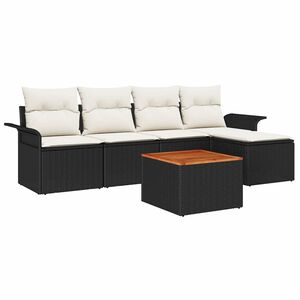 vidaXL Gartensofa-set mit Kissen 6 pcs Schwarz Poly-Rattan