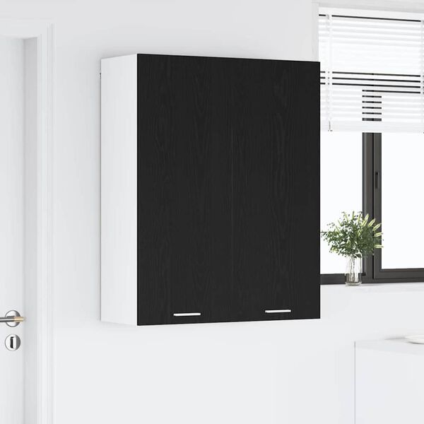 vidaXL H&auml;ngeschrank mit Speicher Schwarz Eichen-Optik 80 x 31 x 100 cm