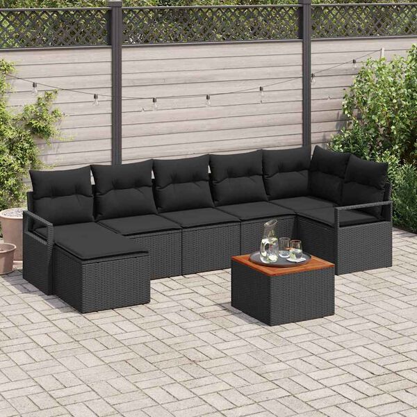 vidaXL Gartensofa-set mit Speicher 8 pcs Schwarz Poly-Rattan