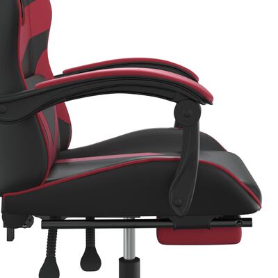 vidaXL Gaming-Stuhl mit Fußstütze Drehbar Schwarz & Weinrot Kunstleder