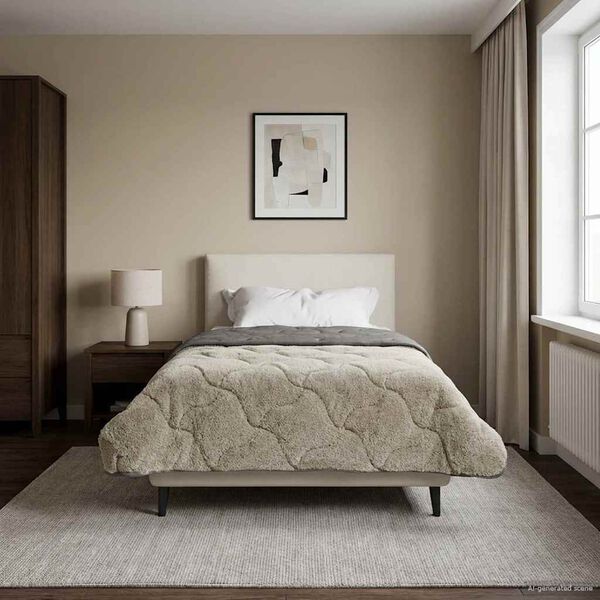 vidaXL Ganzjahresbettdecke Gepolstert Hellgrau 135 x 200 cm