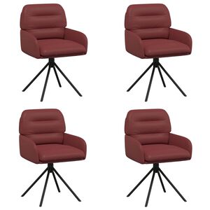 vidaXL Drehstuhl Esszimmer 4 pcs Kunstleder Weinrot 59 x 59,5 x 90 cm