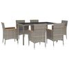 vidaXL 7-tlg. Garten-Essgruppe mit Kissen Grau Poly Rattan