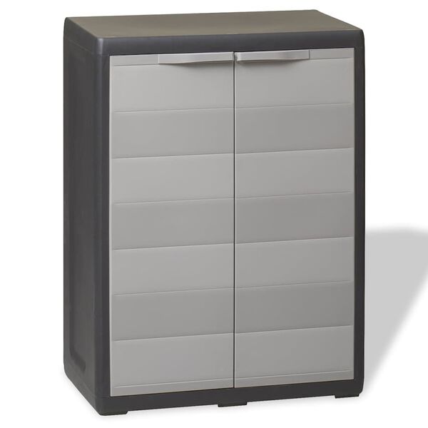 vidaXL Gartenschrank mit 1 Boden Schwarz und Grau